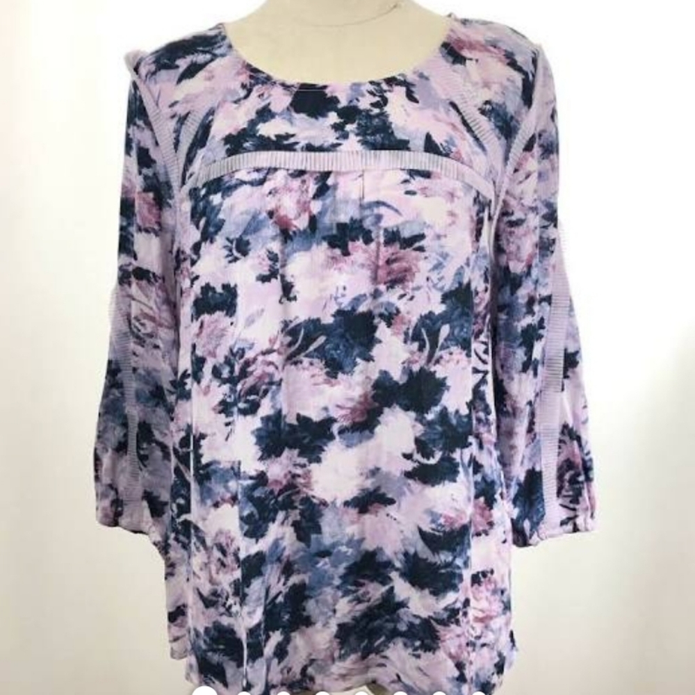 VINTAGE AMERICA Virginia Blues Purple Flowy Cottagecore Boho Peasant Top M NWT - Picture 4 of 13